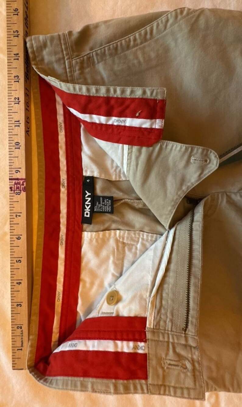 DKNY Pants Size 4 Beige Cotton Spandex Casual Trousers